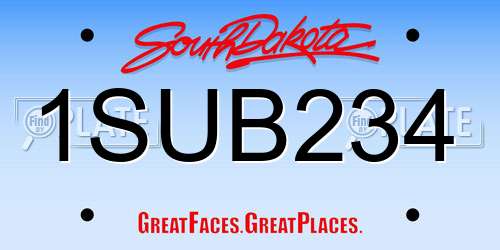 1SUB234 South Dakota License Plate