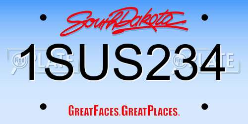1SUS234 South Dakota License Plate
