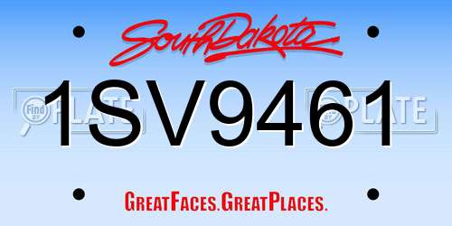 1SV9461 South Dakota License Plate