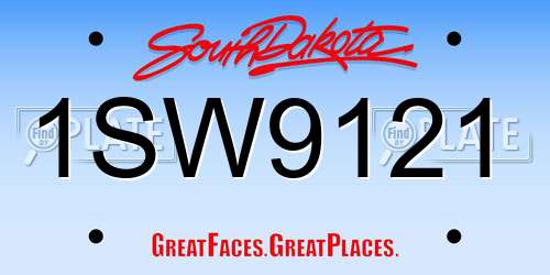 1SW9121 South Dakota License Plate