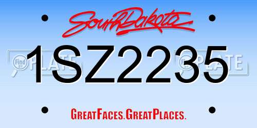 1SZ2235 South Dakota License Plate