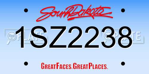 1SZ2238 South Dakota License Plate