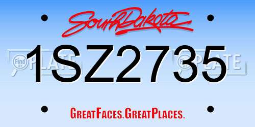 1SZ2735 South Dakota License Plate