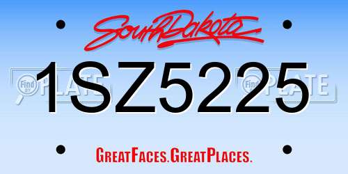 1SZ5225 South Dakota License Plate
