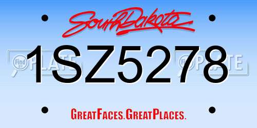 1SZ5278 South Dakota License Plate