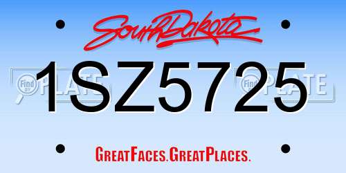 1SZ5725 South Dakota License Plate