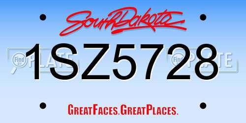 1SZ5728 South Dakota License Plate