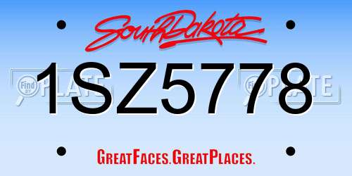 1SZ5778 South Dakota License Plate