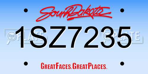 1SZ7235 South Dakota License Plate