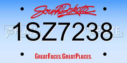 1SZ7238 South Dakota License Plate