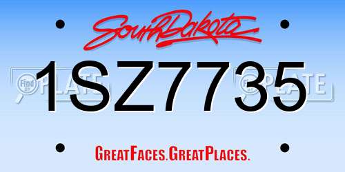 1SZ7735 South Dakota License Plate