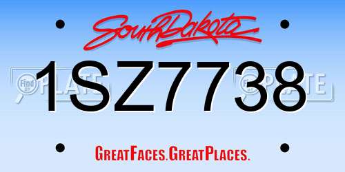 1SZ7738 South Dakota License Plate