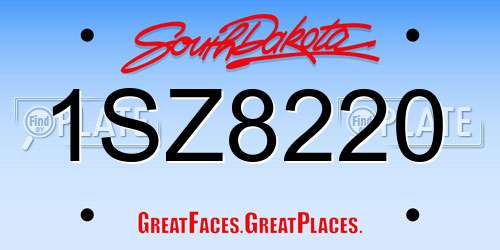 1SZ8220 South Dakota License Plate