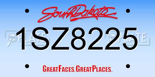 1SZ8225 South Dakota License Plate