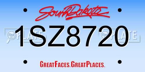 1SZ8720 South Dakota License Plate