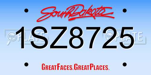 1SZ8725 South Dakota License Plate
