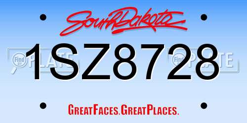 1SZ8728 South Dakota License Plate
