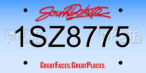 1SZ8775 South Dakota License Plate