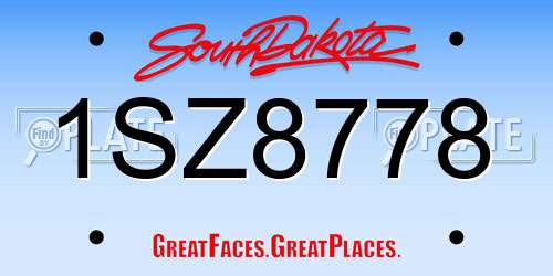 1SZ8778 South Dakota License Plate