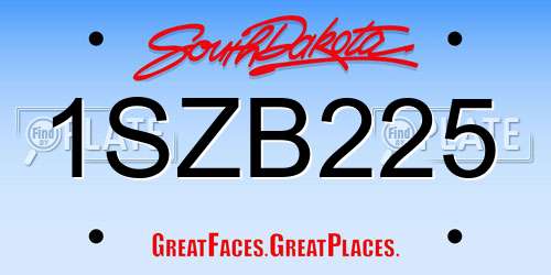 1SZB225 South Dakota License Plate