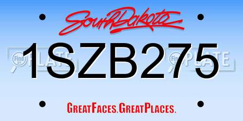 1SZB275 South Dakota License Plate