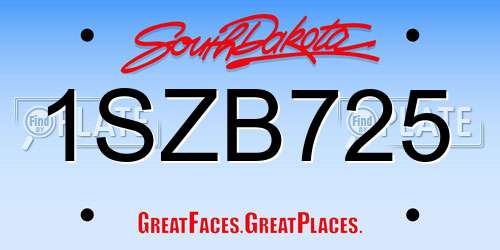 1SZB725 South Dakota License Plate