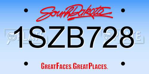 1SZB728 South Dakota License Plate