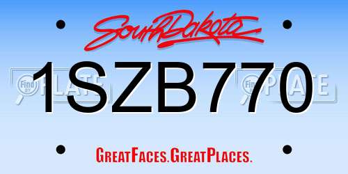 1SZB770 South Dakota License Plate
