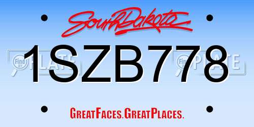 1SZB778 South Dakota License Plate