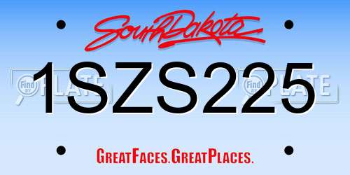 1SZS225 South Dakota License Plate