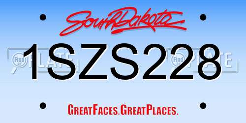 1SZS228 South Dakota License Plate