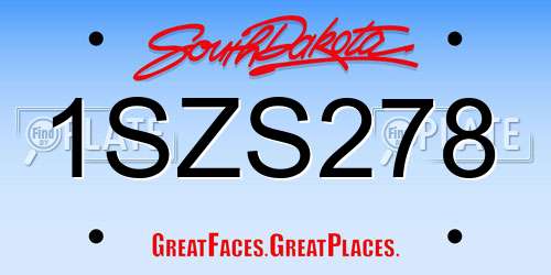 1SZS278 South Dakota License Plate