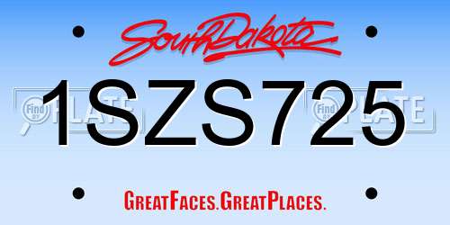 1SZS725 South Dakota License Plate