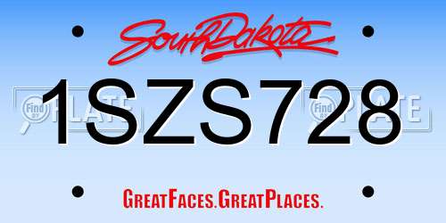 1SZS728 South Dakota License Plate
