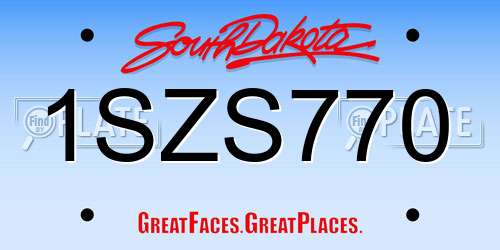 1SZS770 South Dakota License Plate