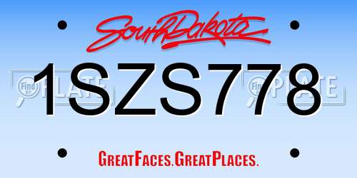 1SZS778 South Dakota License Plate