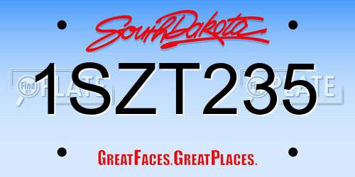 1SZT235 South Dakota License Plate