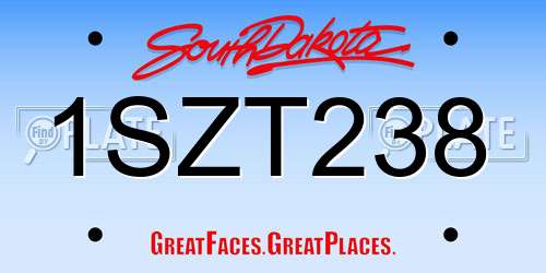 1SZT238 South Dakota License Plate