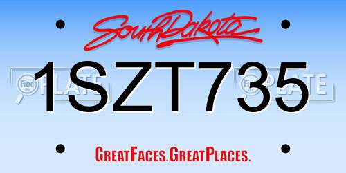 1SZT735 South Dakota License Plate
