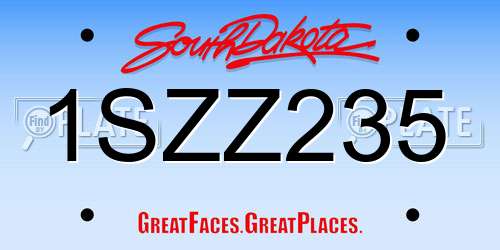 1SZZ235 South Dakota License Plate
