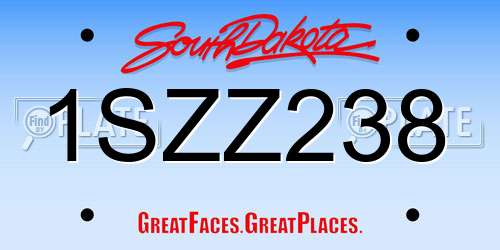 1SZZ238 South Dakota License Plate