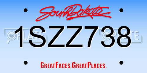 1SZZ738 South Dakota License Plate