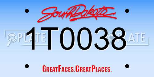 1T0038 South Dakota License Plate