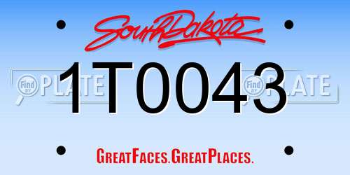 1T0043 South Dakota License Plate