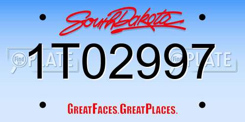 1T02997 South Dakota License Plate