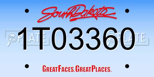 1T03360 South Dakota License Plate