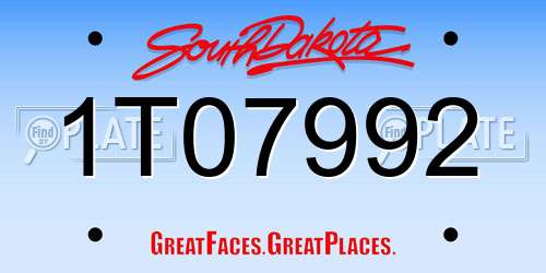 1T07992 South Dakota License Plate