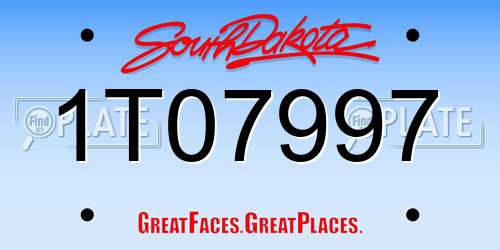 1T07997 South Dakota License Plate