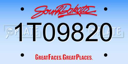 1T09820 South Dakota License Plate