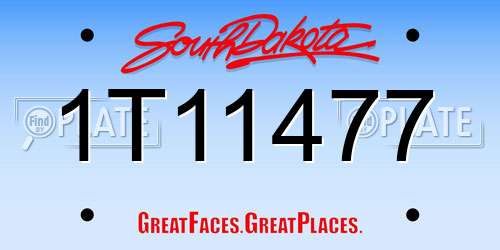 1T11477 South Dakota License Plate